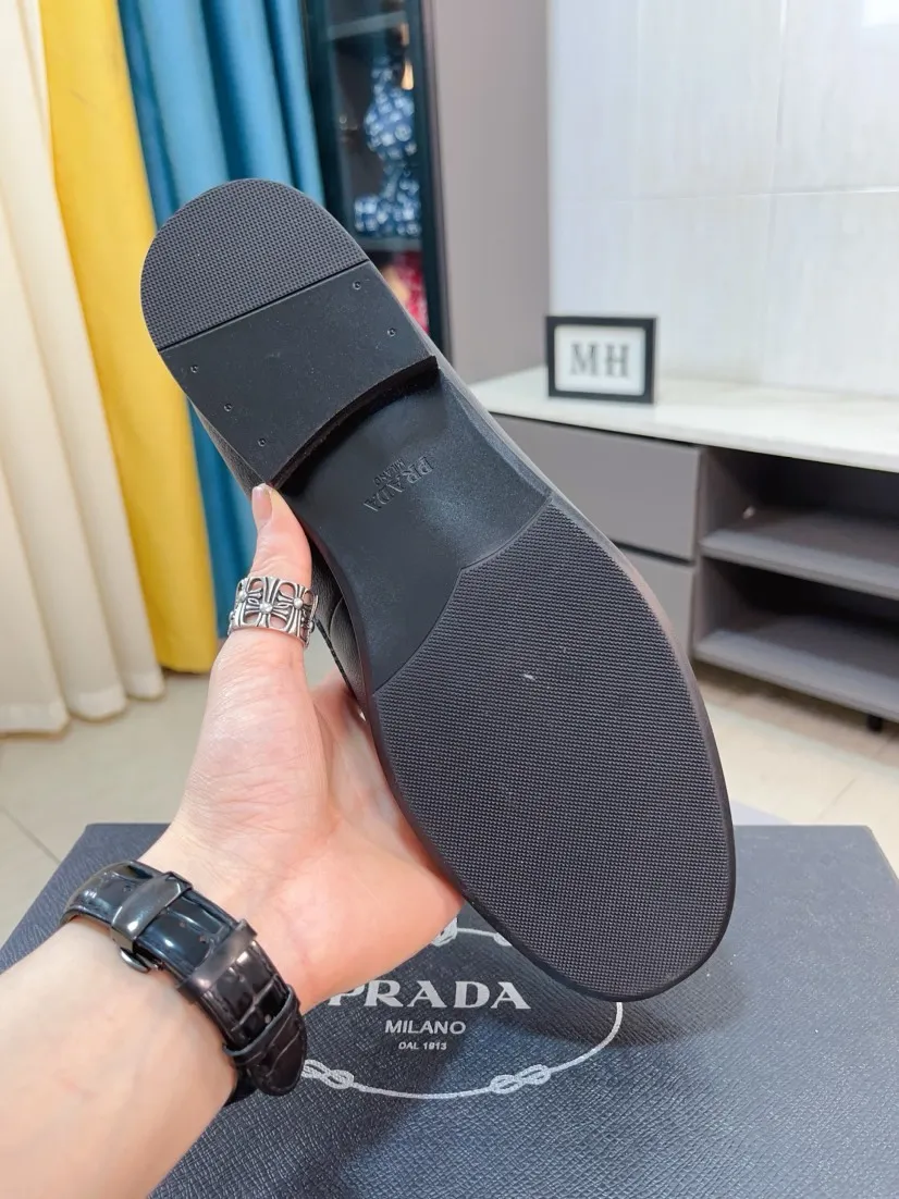 Men's shoes 💰540🌹🌹【PRADA Leather Shoes】Top purchasing agency Original imported Italian custom-made open-edge beaded cowhide leather surface, fully imported water-dyed breathable cowhide lining, original factory special molded sole super comfortable, size: 38-44